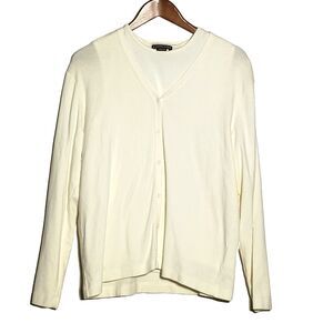 Lands' End Twinset Ivory Sweater Set M Preppy Classics Capsule Coastal Vanilla